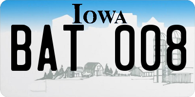 IA license plate BAT008