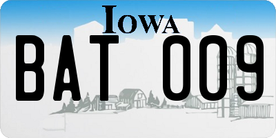 IA license plate BAT009