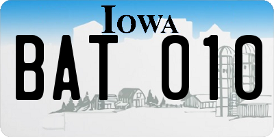 IA license plate BAT010