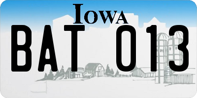 IA license plate BAT013