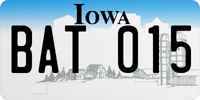 IA license plate BAT015
