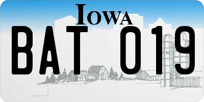 IA license plate BAT019