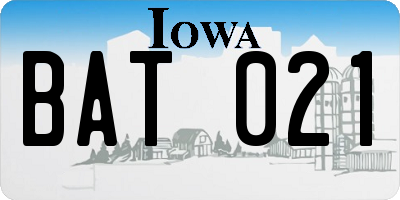 IA license plate BAT021