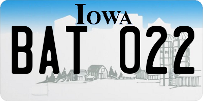 IA license plate BAT022