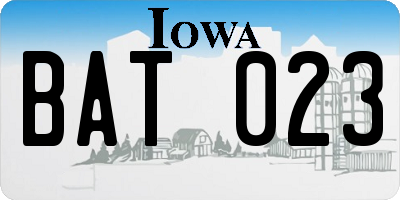 IA license plate BAT023