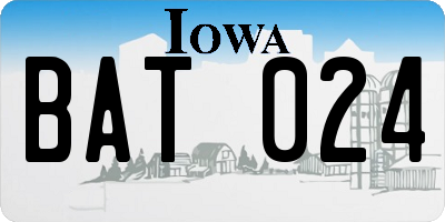 IA license plate BAT024