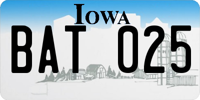 IA license plate BAT025