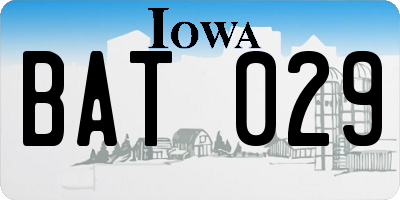 IA license plate BAT029