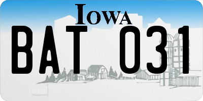 IA license plate BAT031