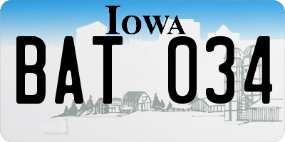 IA license plate BAT034