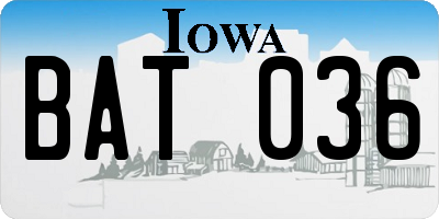 IA license plate BAT036