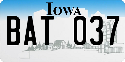 IA license plate BAT037
