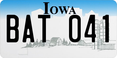 IA license plate BAT041