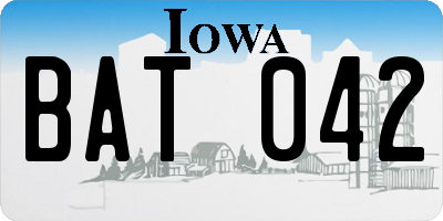 IA license plate BAT042