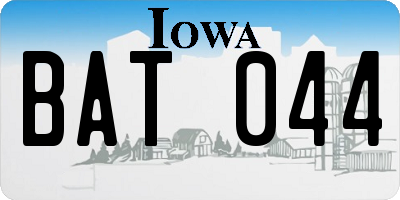 IA license plate BAT044