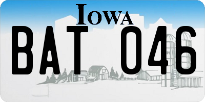 IA license plate BAT046