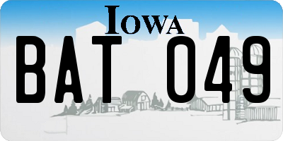 IA license plate BAT049