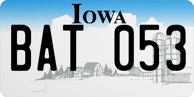IA license plate BAT053