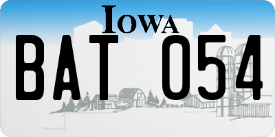 IA license plate BAT054