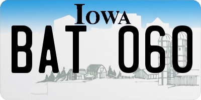 IA license plate BAT060