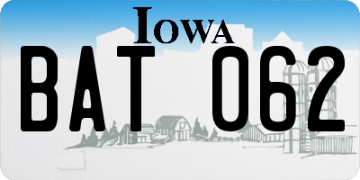 IA license plate BAT062