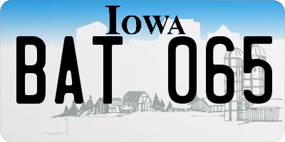 IA license plate BAT065