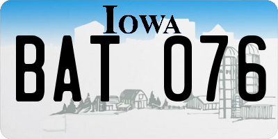 IA license plate BAT076
