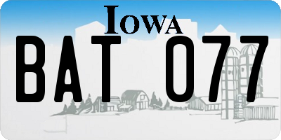 IA license plate BAT077