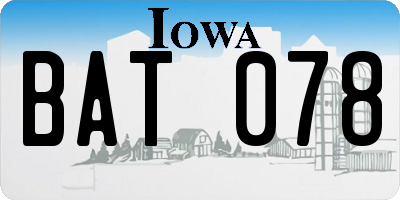 IA license plate BAT078