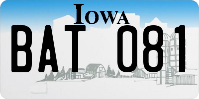 IA license plate BAT081