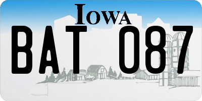 IA license plate BAT087