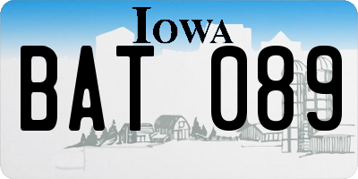 IA license plate BAT089