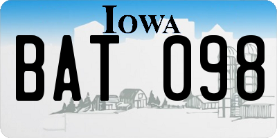 IA license plate BAT098