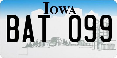 IA license plate BAT099