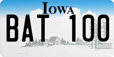 IA license plate BAT100