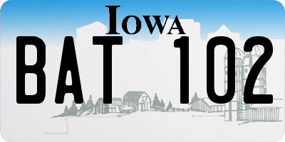 IA license plate BAT102