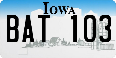 IA license plate BAT103