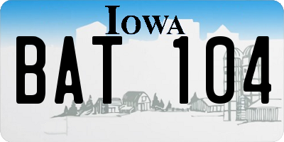 IA license plate BAT104