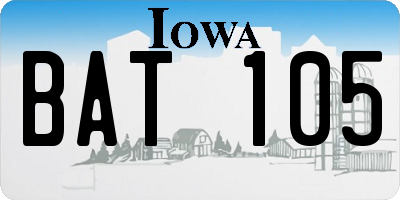 IA license plate BAT105