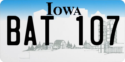 IA license plate BAT107