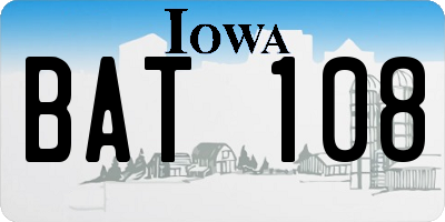 IA license plate BAT108
