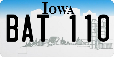 IA license plate BAT110