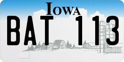 IA license plate BAT113