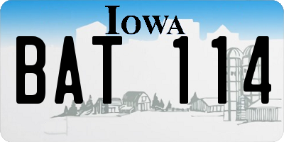 IA license plate BAT114