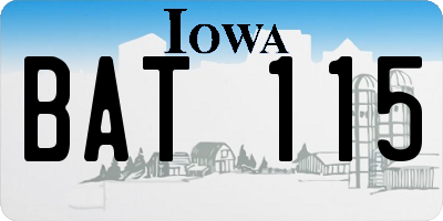 IA license plate BAT115