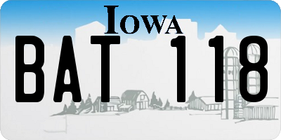 IA license plate BAT118