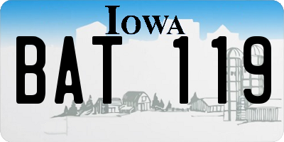 IA license plate BAT119