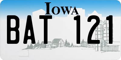 IA license plate BAT121