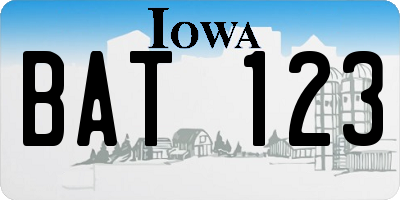 IA license plate BAT123