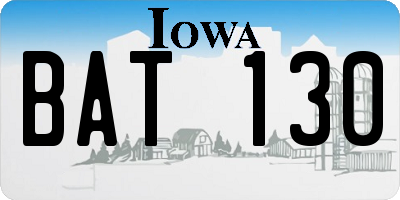 IA license plate BAT130